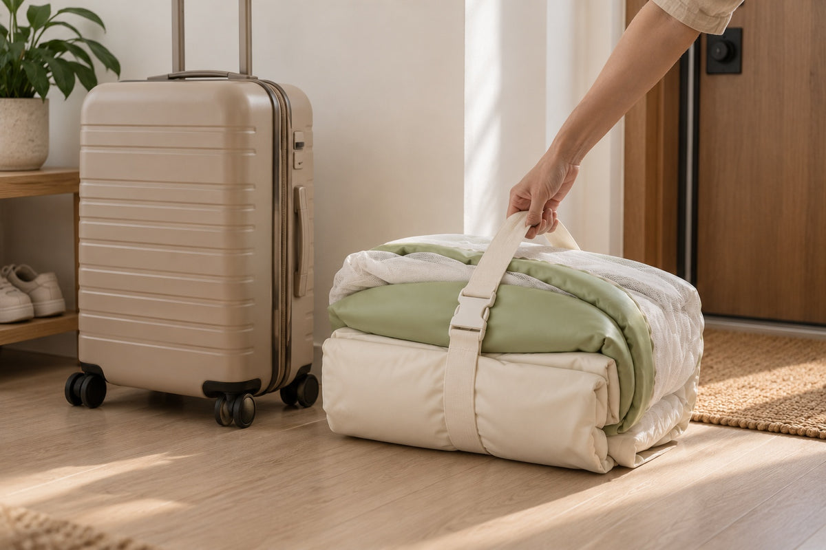 The Arc folded into its travel bundle, design render