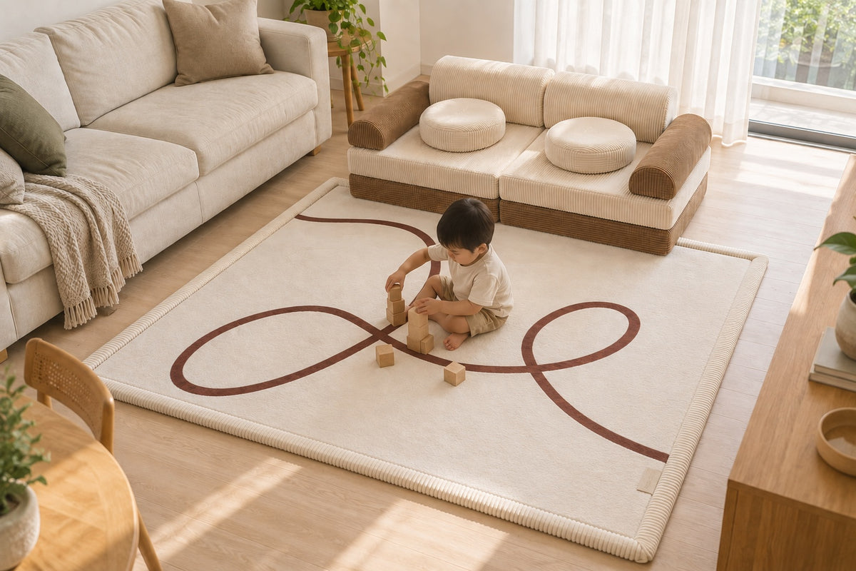 Loaf on a Tumble Scribble playmat in a living room